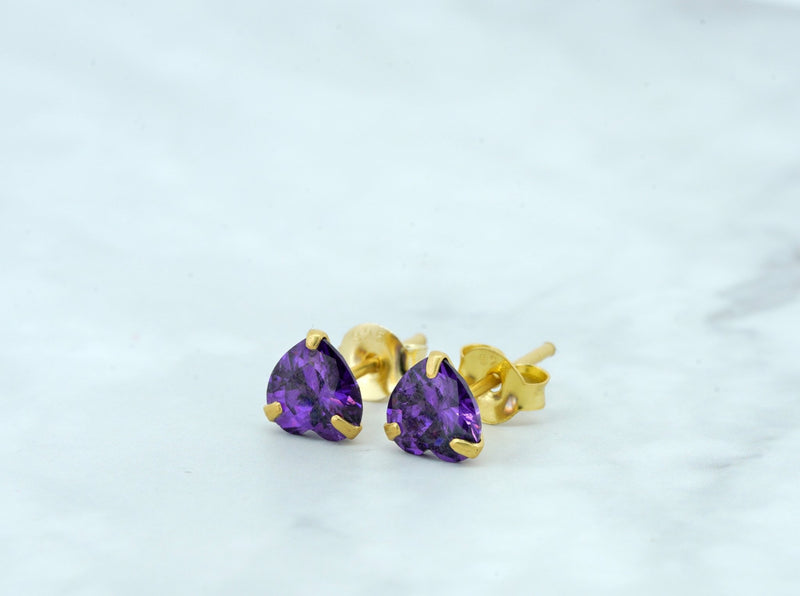 Amethyst Heart Shaped Earrings - Kat's Collection
