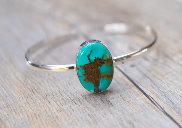 Oval Turquoise Silver Bracelet - Kat's Collection