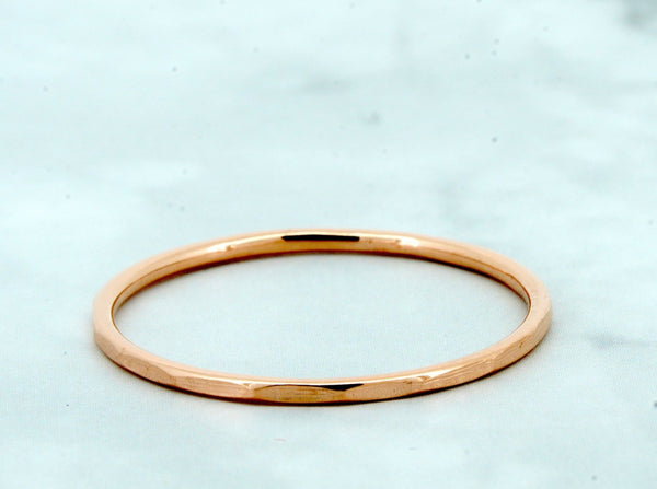 Thin Hammered Stacker Rose Gold Ring - Kat's Collection
