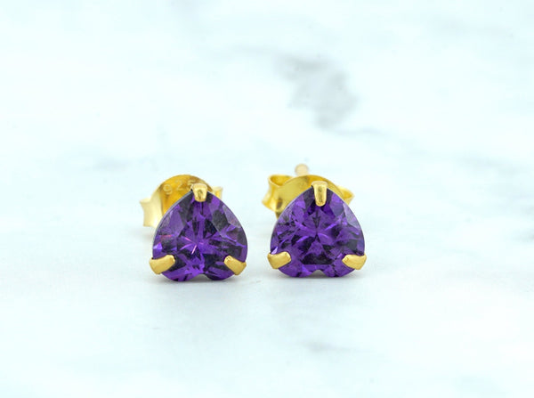 Amethyst Heart Shaped Earrings - Kat's Collection