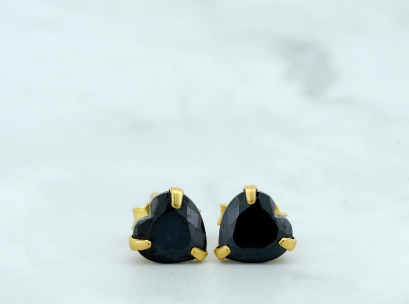 Black Tourmaline Heart Shaped Earrings - Kat's Collection