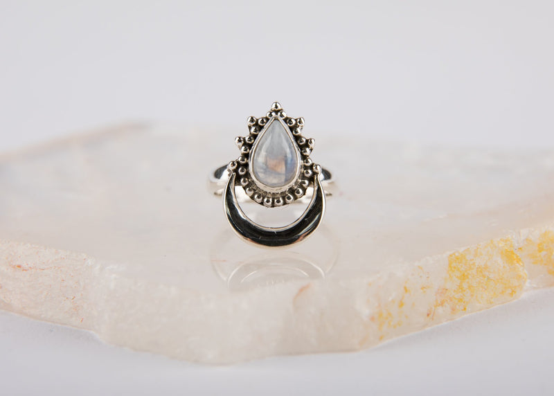 Crescent Moon Moonstone Ring - Kat's Collection