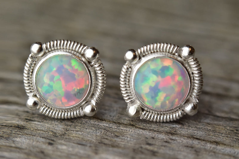 Dainty Opal Silver Earrings - Kat's Collection