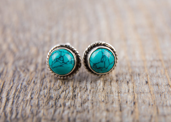 Dome Turquoise Twist Stud Earrings - Kat's Collection