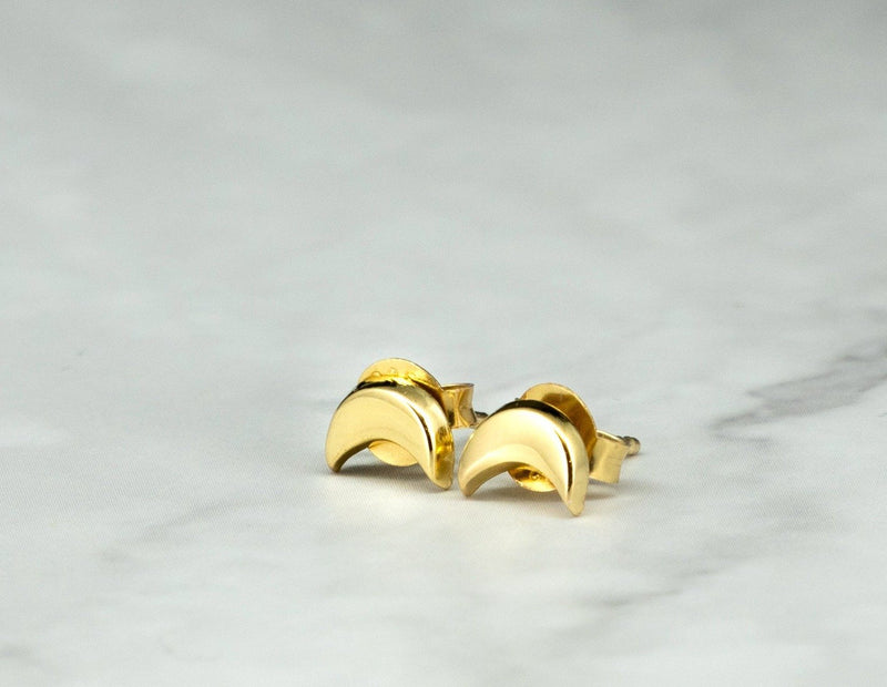 Kids Gold Crescent Moon Stud Earrings - Kat's Collection