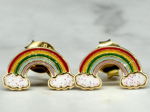 Kids Gold Rainbow Stud Earrings - Kat's Collection