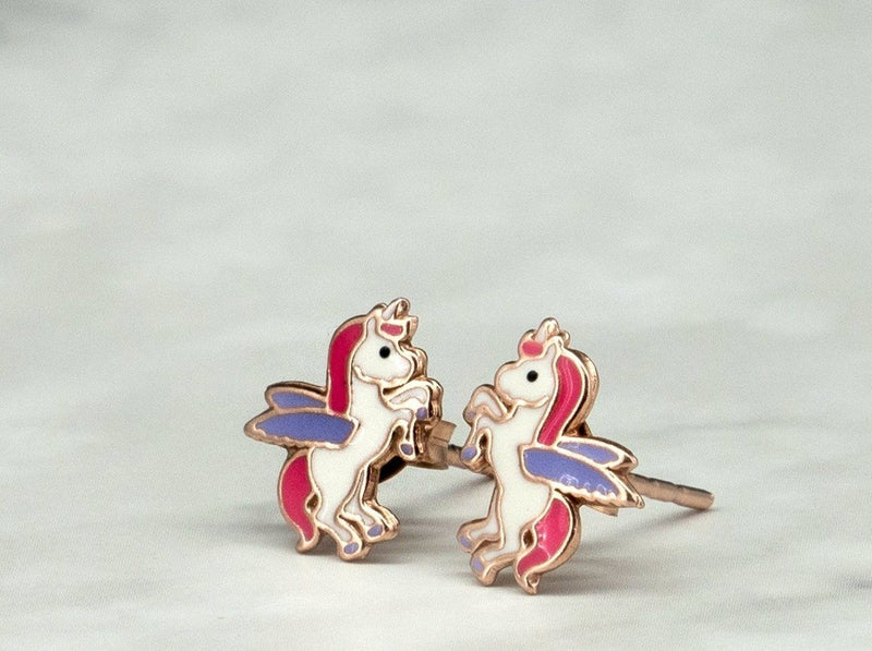 Kids Roe Gold Flying Unicorn Stud Earrings - Kat's Collection