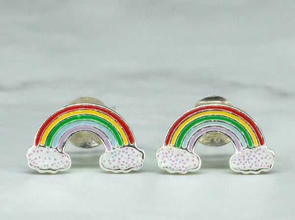 Kids Silver Rainbow Stud Earrings - Kat's Collection