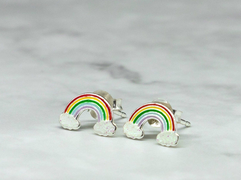 Kids Silver Rainbow Stud Earrings - Kat's Collection