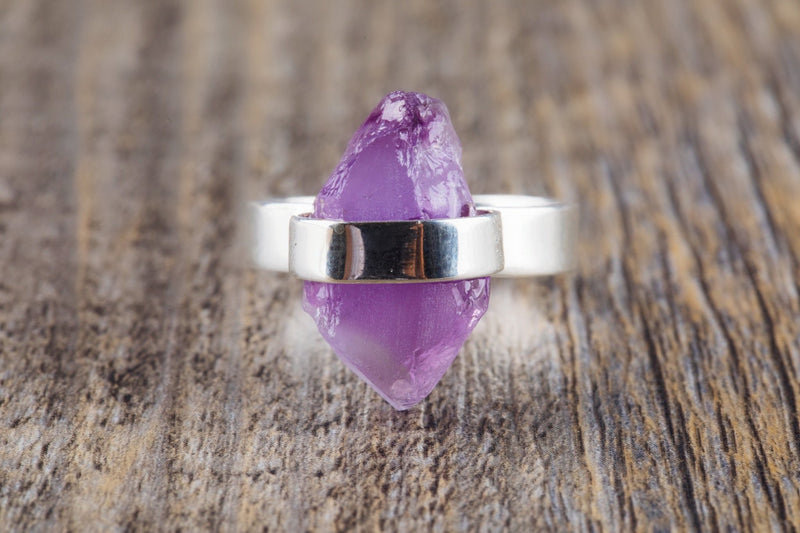 Long Raw Amethyst Ring - Kat's Collection