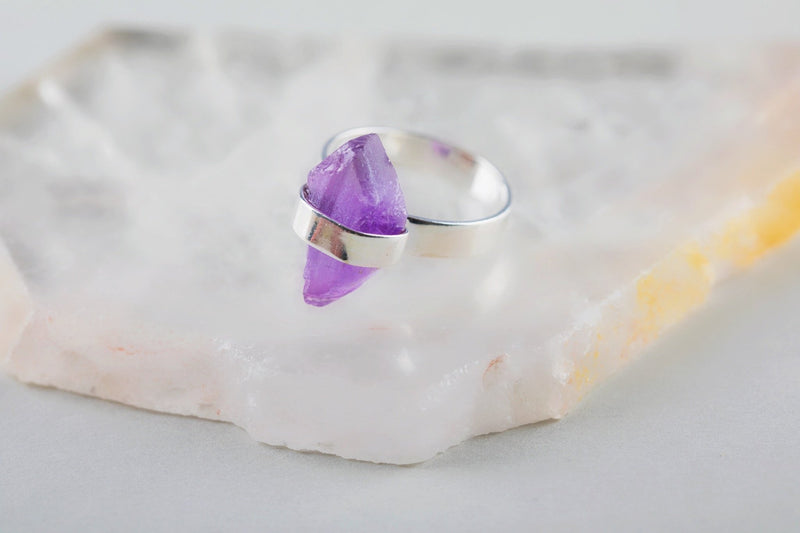 Long Raw Amethyst Ring - Kat's Collection