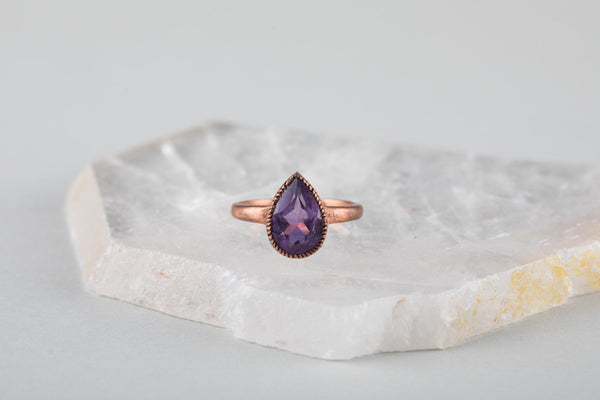 Recycled Copper Amethyst Ring - Kat's Collection