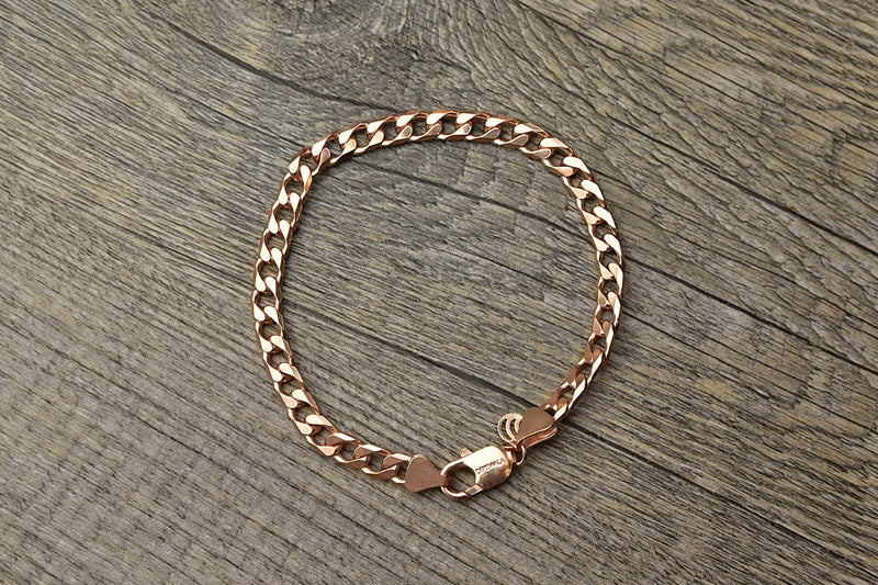 Solid 14k Rose Gold Plated Curb Bracelet - Kat's Collection